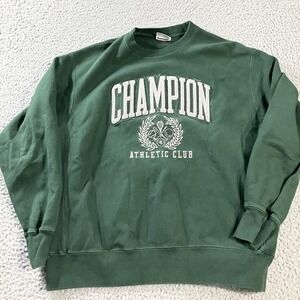 Champion Sweatshirt Mens XL Green Reverse Weave Athletic Club Crewneck Fleece